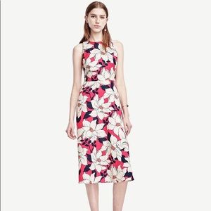 Ann Taylor hibiscus floral midi dress